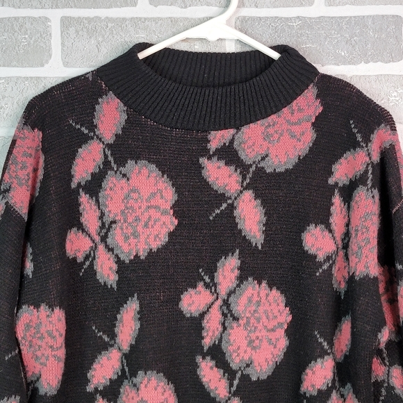 Great Times Vintage Made in USA Floral Mock Turtle Neck Sweater Women's Unsized - Picture 4 of 14
